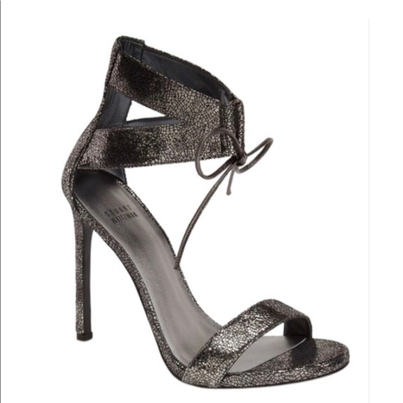 Stuart Weitzman Shoes - 🛍Stuart Weitzman Pewter Thynela Tie Front Heel